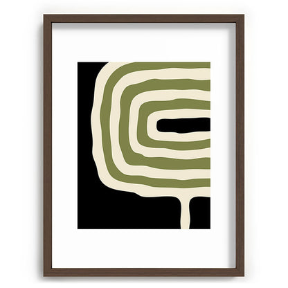 Abstract Geometric Rings 234 Black Olive Green and Beige Framed Art Print Gallery Image 91