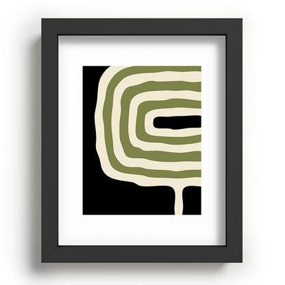 Abstract Geometric Rings 234 Black Olive Green and Beige Framed Art Print Gallery Image 80