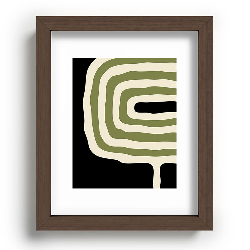 Abstract Geometric Rings 234 Black Olive Green and Beige Framed Art Print Gallery Image 86