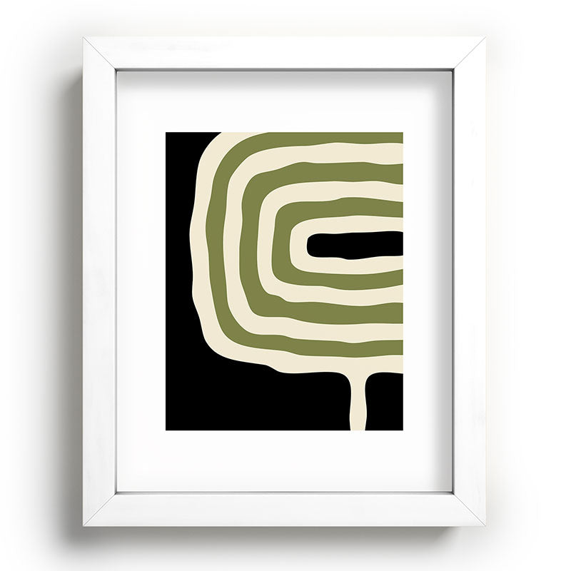 Abstract Geometric Rings 234 Black Olive Green and Beige Framed Art Print Gallery Image 103
