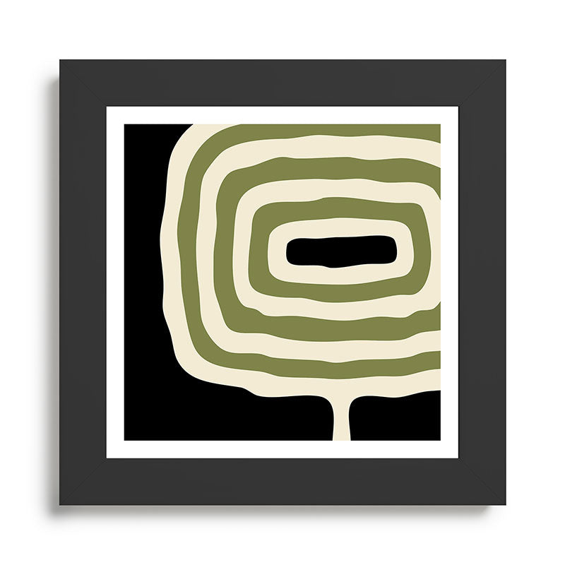 Abstract Geometric Rings 234 Black Olive Green and Beige Framed Art Print Gallery Image 46