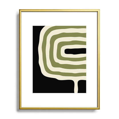 Abstract Geometric Rings 234 Black Olive Green and Beige Framed Art Print Gallery Image 121