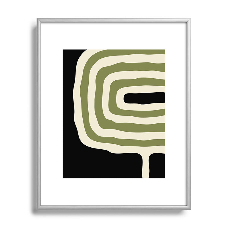 Abstract Geometric Rings 234 Black Olive Green and Beige Framed Art Print Gallery Image 131
