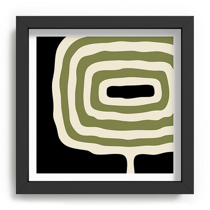 Abstract Geometric Rings 234 Black Olive Green and Beige Framed Art Print Gallery Image 90