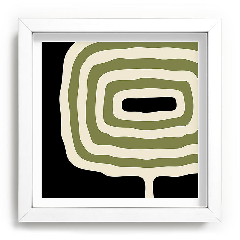 Abstract Geometric Rings 234 Black Olive Green and Beige Framed Art Print Gallery Image 114