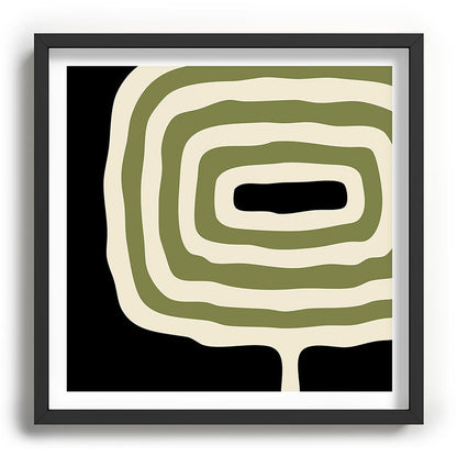 Abstract Geometric Rings 234 Black Olive Green and Beige Framed Art Print Gallery Image 93