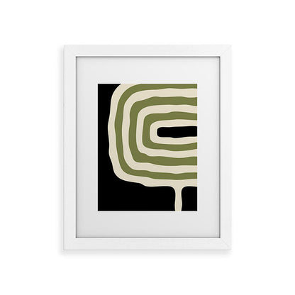 Abstract Geometric Rings 234 Black Olive Green and Beige Framed Art Print Gallery Image 73