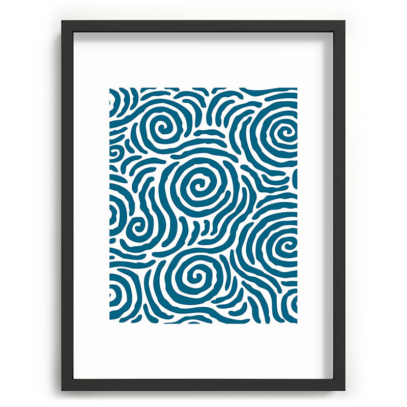 Ripple Effect Pattern Peacock Blue Framed Art Print Gallery Image 83