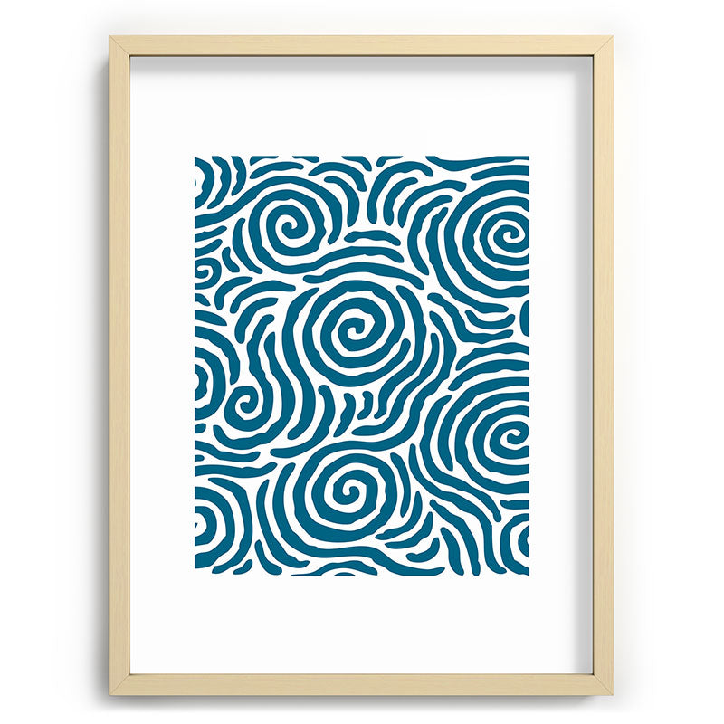 Ripple Effect Pattern Peacock Blue Framed Art Print Gallery Image 100