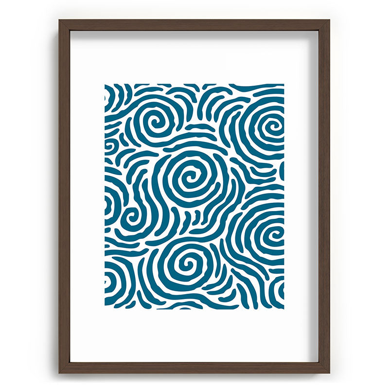 Ripple Effect Pattern Peacock Blue Framed Art Print Gallery Image 92