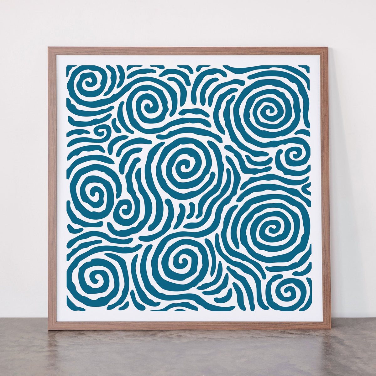 Ripple Effect Pattern Peacock Blue Framed Art Print Gallery Image 66