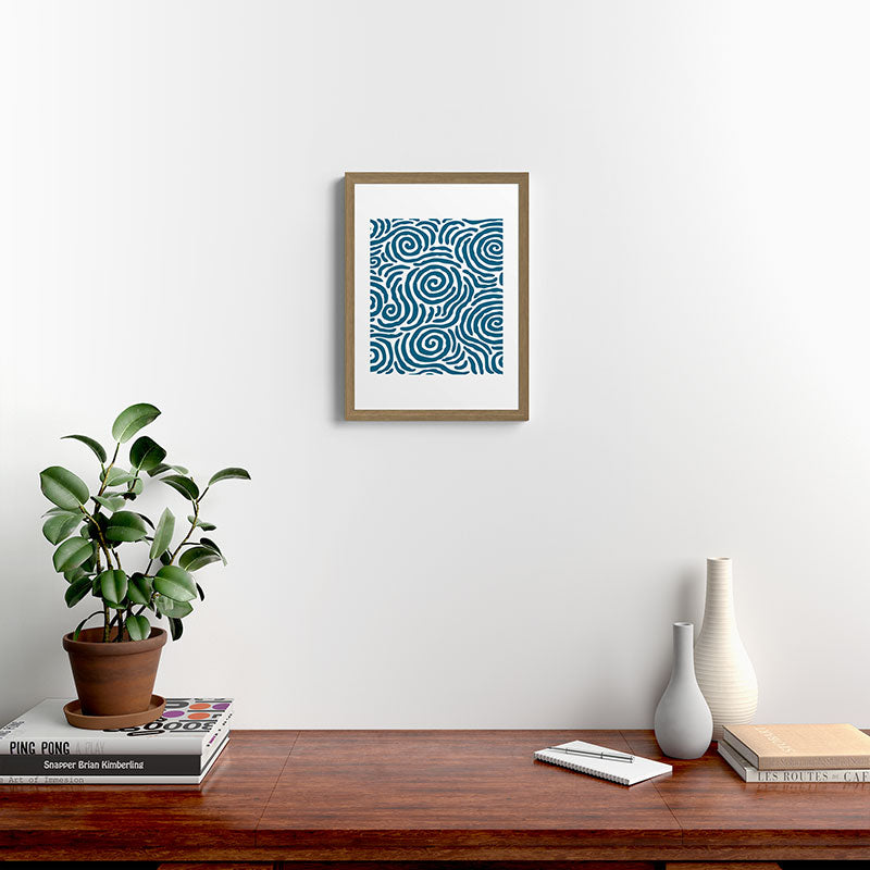 Ripple Effect Pattern Peacock Blue Framed Art Print Gallery Image 14