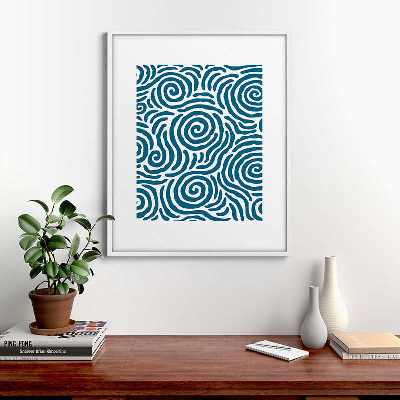 Ripple Effect Pattern Peacock Blue Framed Art Print Gallery Image 39