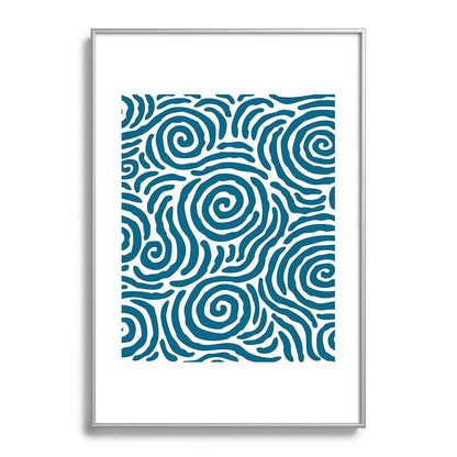 Ripple Effect Pattern Peacock Blue Framed Art Print Gallery Image 132