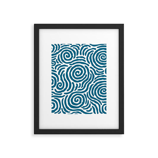 Ripple Effect Pattern Peacock Blue Framed Art Print Gallery Image 1
