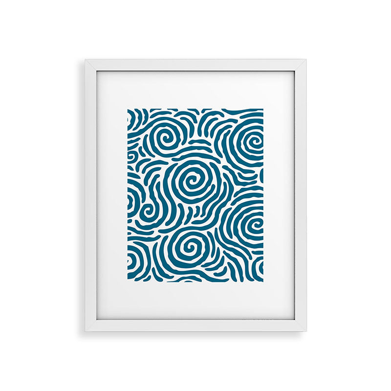Ripple Effect Pattern Peacock Blue Framed Art Print Gallery Image 34