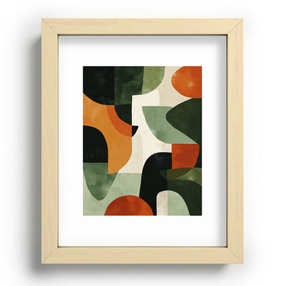 Earthy Mid-Century Abstract Composition in Olive, Rust, and Charcoal Tones Framed Art Print Gallery Image 69