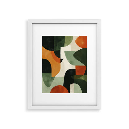 Earthy Mid-Century Abstract Composition in Olive, Rust, and Charcoal Tones Framed Art Print Gallery Image 26