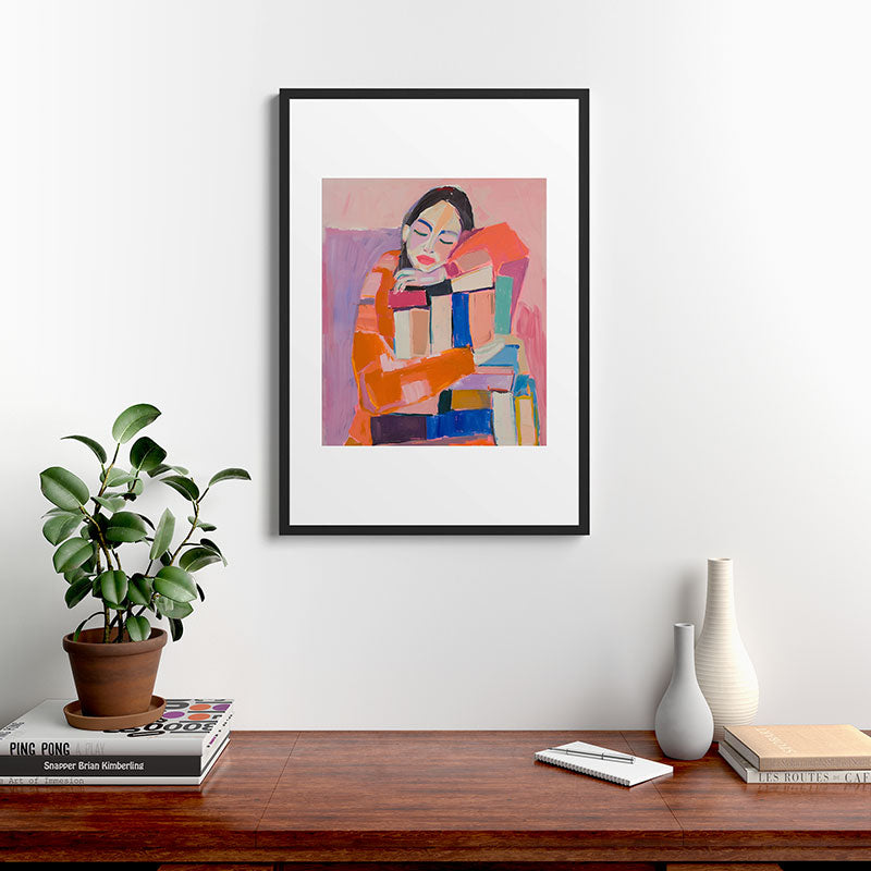 Woman Love for Books Framed Art Print Gallery Image 6