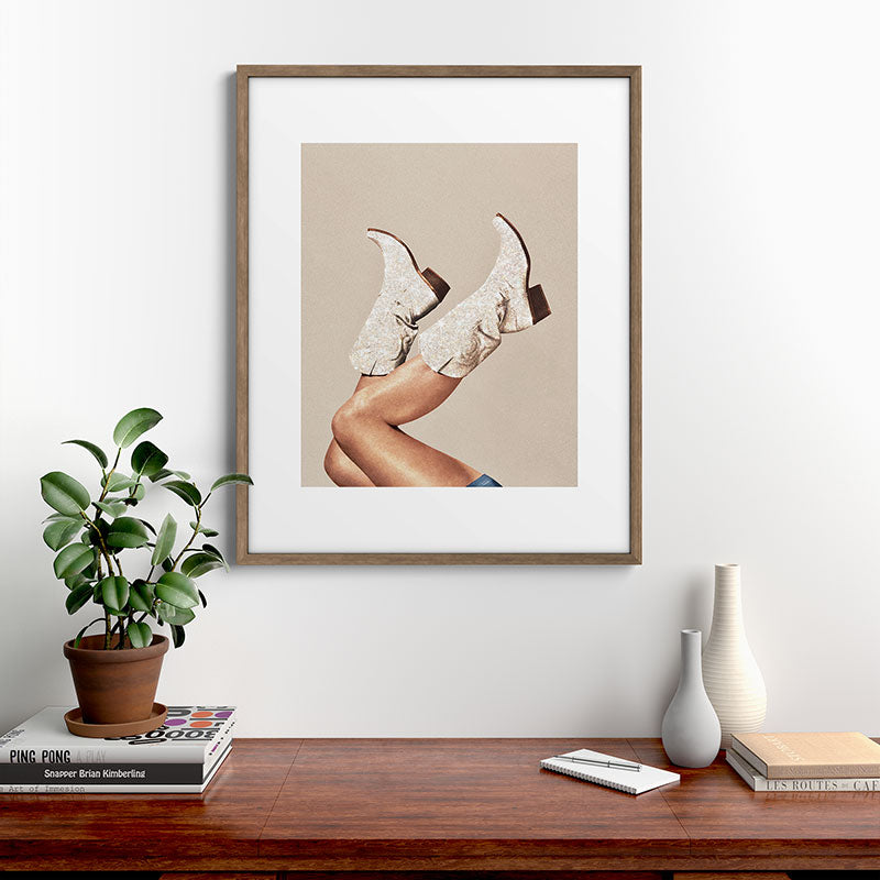These Boots - Neutral Glitter II / Beige Framed Art Print Gallery Image 19