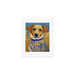 Gustav Klimt Style Dog in Blue and White Ruffled Collar Art Print Gallery Image 1