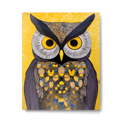 Klimt Owl with Yellow Eyes Metal Print Gallery Image 1