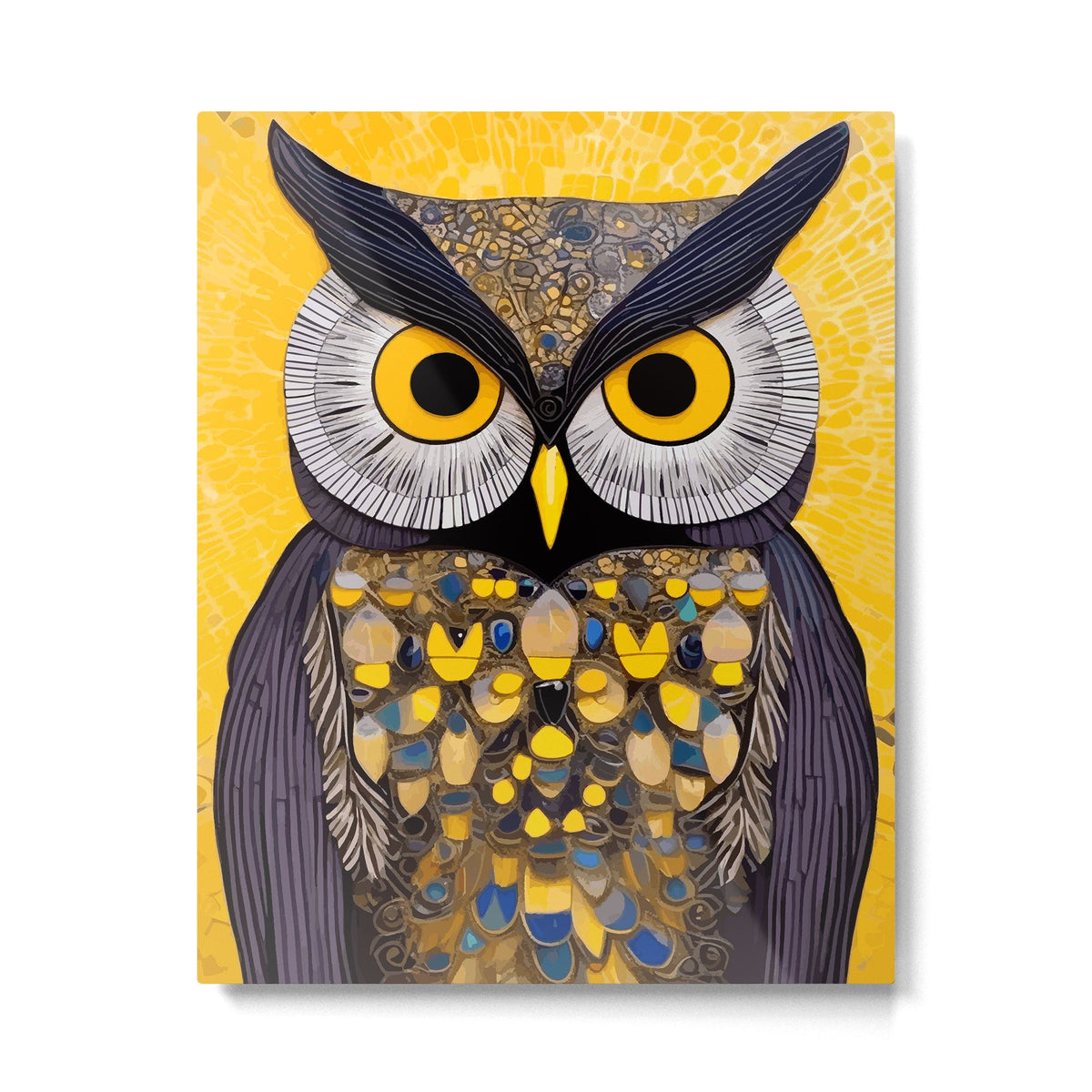 Klimt Owl with Yellow Eyes Metal Print Gallery Image 6