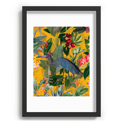 Vintage & Shabby Chic - Sunny Tropical Garden Blue Heron Framed Art Print Gallery Image 81