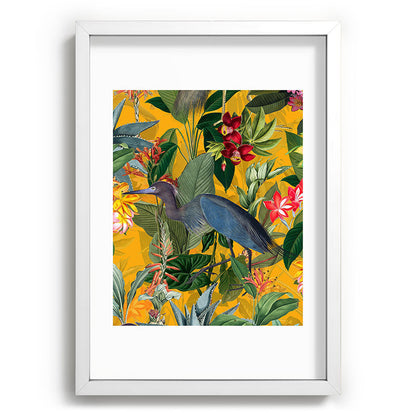 Vintage & Shabby Chic - Sunny Tropical Garden Blue Heron Framed Art Print Gallery Image 105