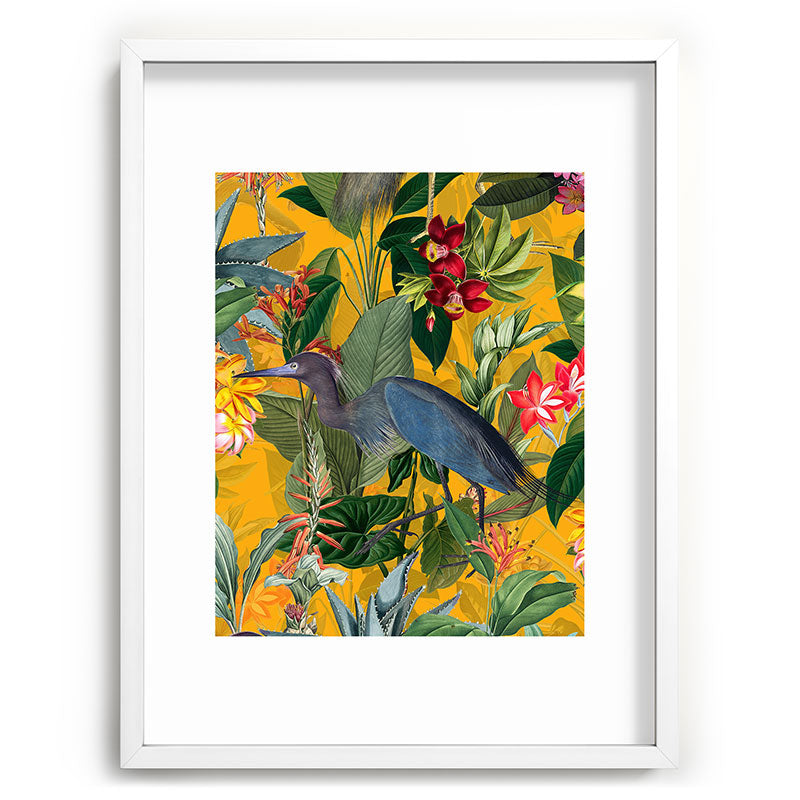 Vintage & Shabby Chic - Sunny Tropical Garden Blue Heron Framed Art Print Gallery Image 107