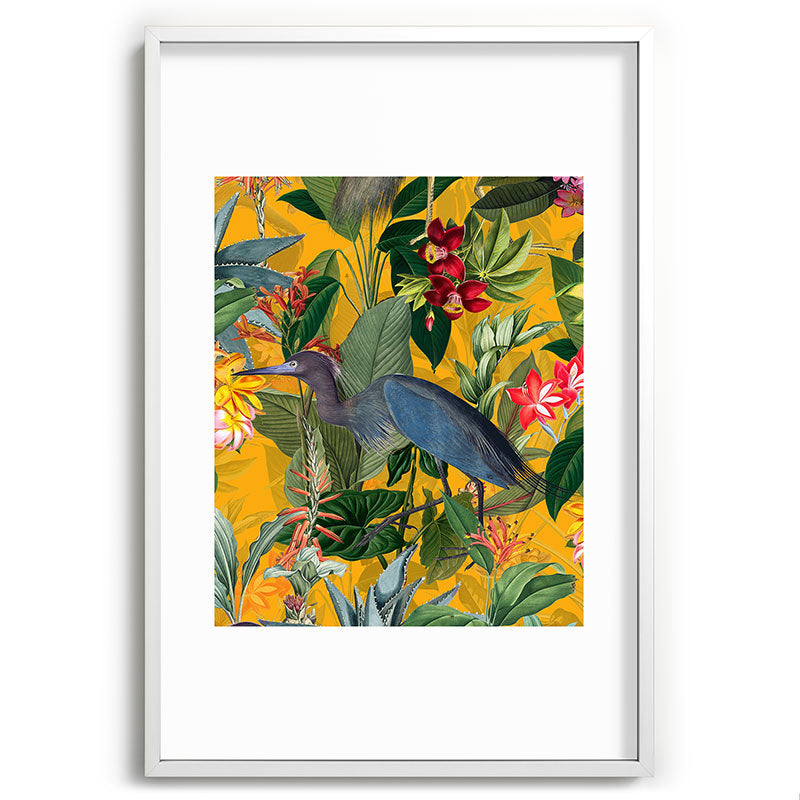 Vintage & Shabby Chic - Sunny Tropical Garden Blue Heron Framed Art Print Gallery Image 110
