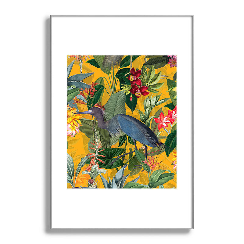 Vintage & Shabby Chic - Sunny Tropical Garden Blue Heron Framed Art Print Gallery Image 138