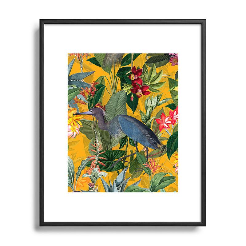 Vintage & Shabby Chic - Sunny Tropical Garden Blue Heron Framed Art Print Gallery Image 112