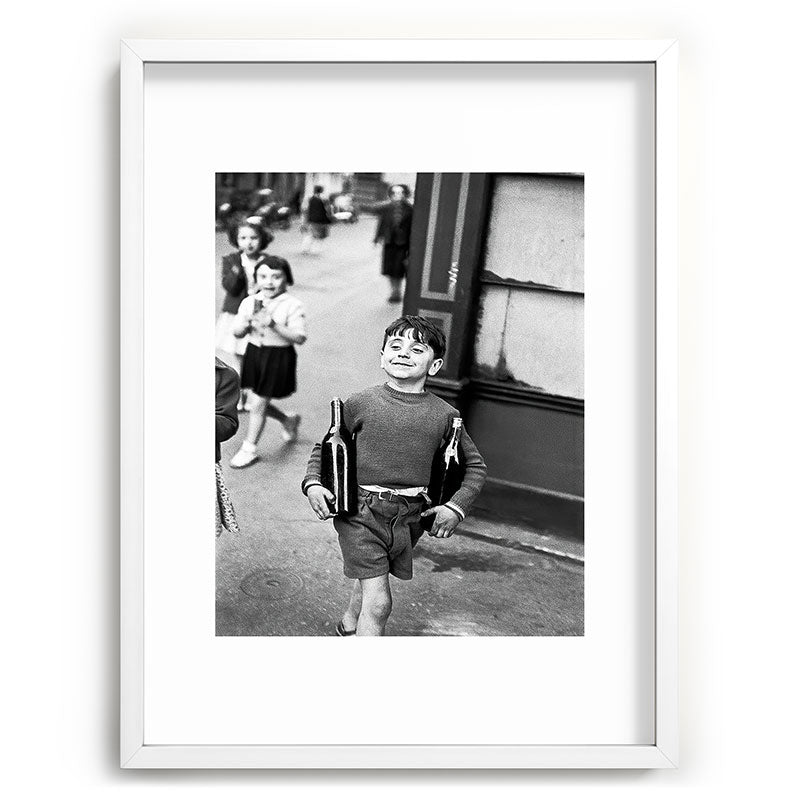 Little Boy and Bottles of Wine, Black and White Vintage Art Framed Art Print Gallery Image 78