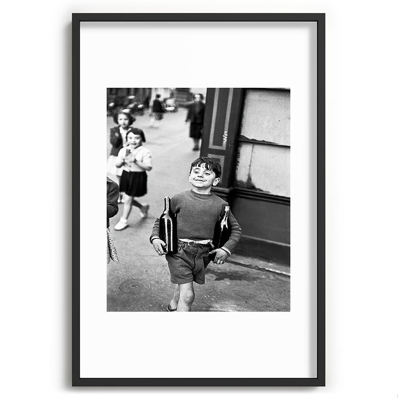 Little Boy and Bottles of Wine, Black and White Vintage Art Framed Art Print Gallery Image 62
