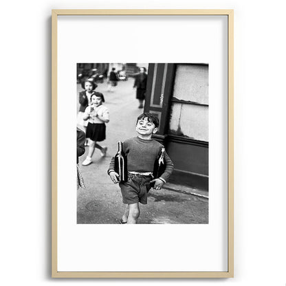 Little Boy and Bottles of Wine, Black and White Vintage Art Framed Art Print Gallery Image 74