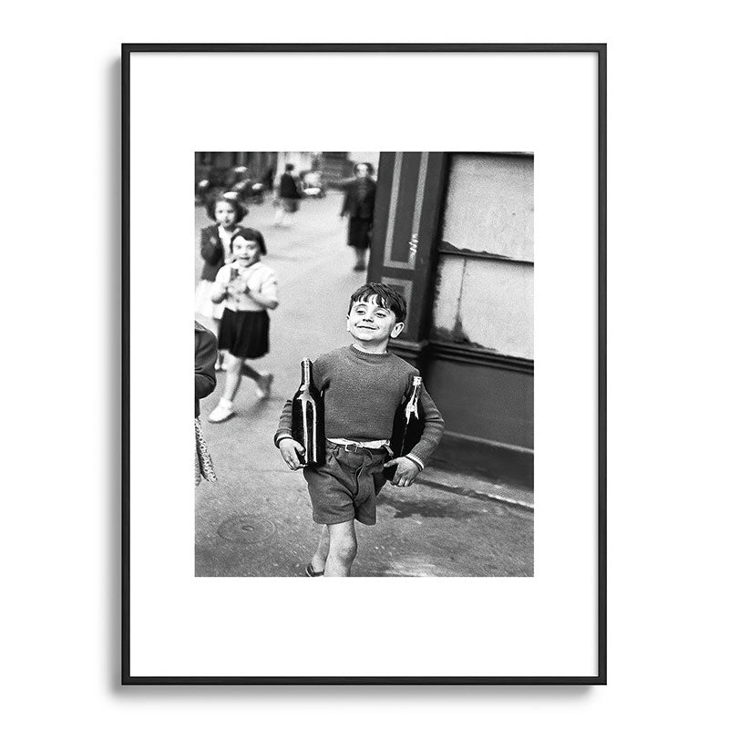 Little Boy and Bottles of Wine, Black and White Vintage Art Framed Art Print Gallery Image 84