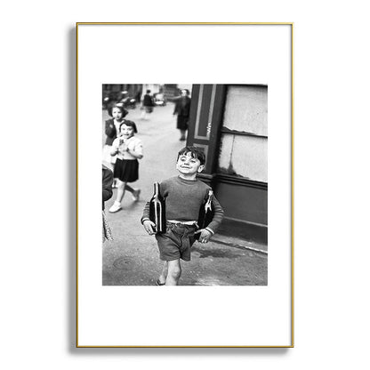 Little Boy and Bottles of Wine, Black and White Vintage Art Framed Art Print Gallery Image 94