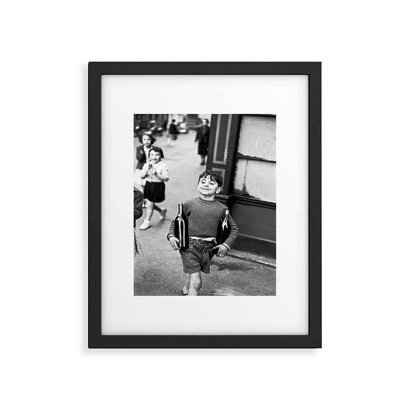 Little Boy and Bottles of Wine, Black and White Vintage Art Framed Art Print Gallery Image 5