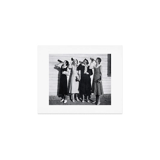 Women Beer Drinkers, Black and White Vintage Art Art Print Gallery Image 1