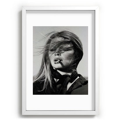 Brigitte Bardot Smoking a Cigarette, Black and White Photograph Framed Art Print Gallery Image 77