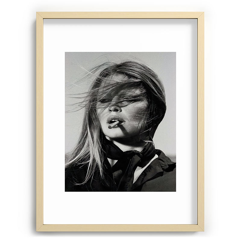 Brigitte Bardot Smoking a Cigarette, Black and White Photograph Framed Art Print Gallery Image 73