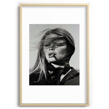 Brigitte Bardot Smoking a Cigarette, Black and White Photograph Framed Art Print Gallery Image 74
