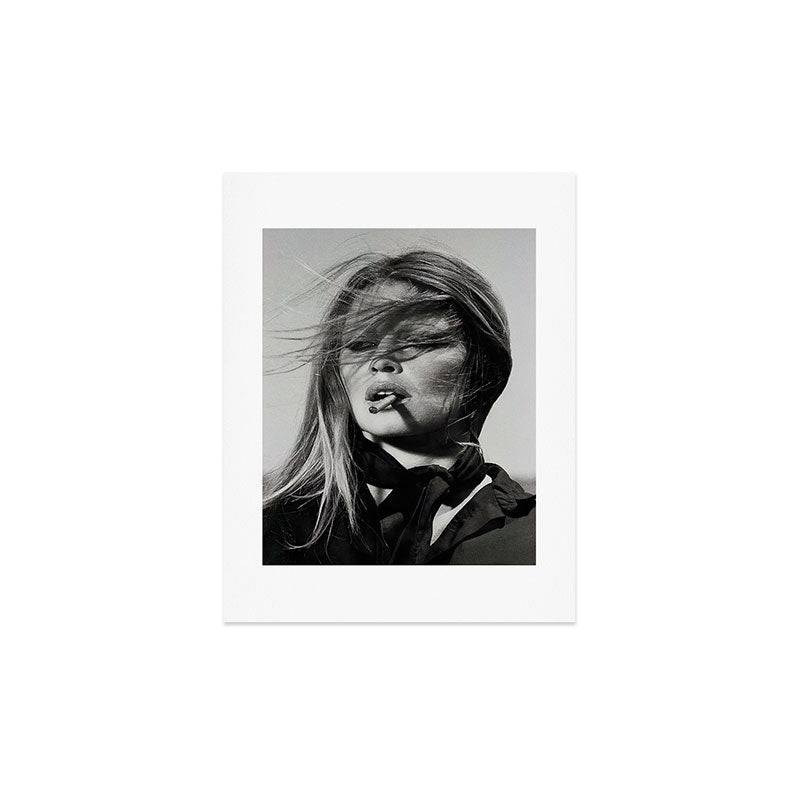 Brigitte Bardot Smoking a Cigarette, Black and White Photograph Art Print Gallery Image 3