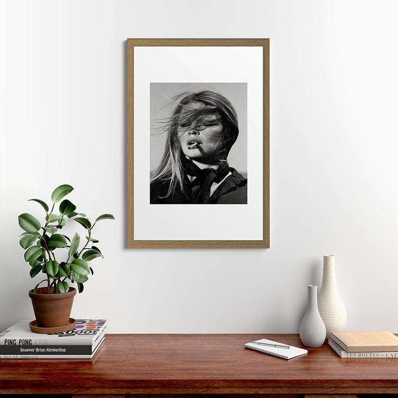 Brigitte Bardot Smoking a Cigarette, Black and White Photograph Framed Art Print Gallery Image 41