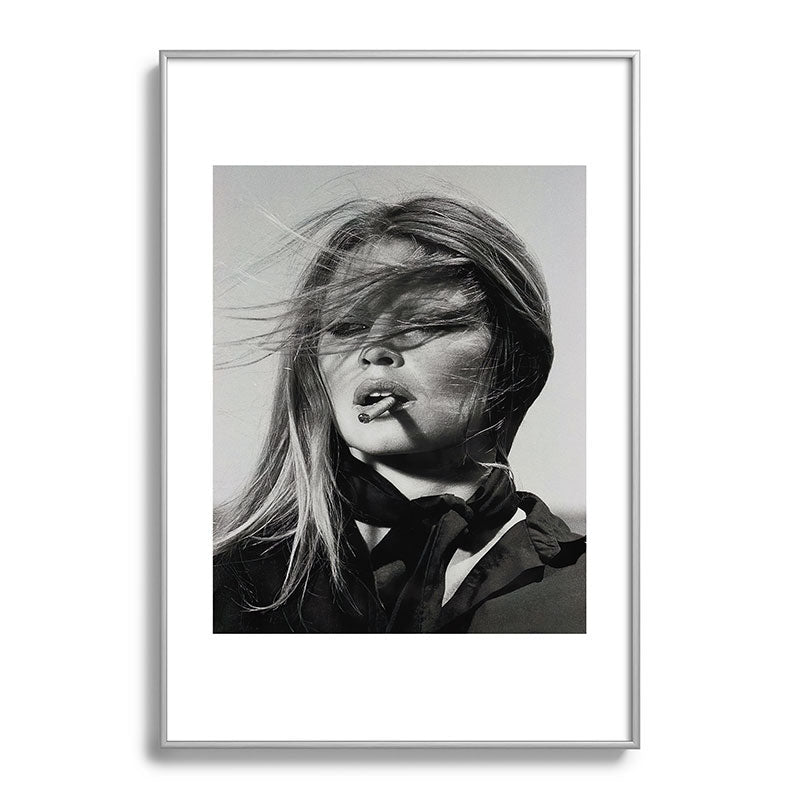 Brigitte Bardot Smoking a Cigarette, Black and White Photograph Framed Art Print Gallery Image 97