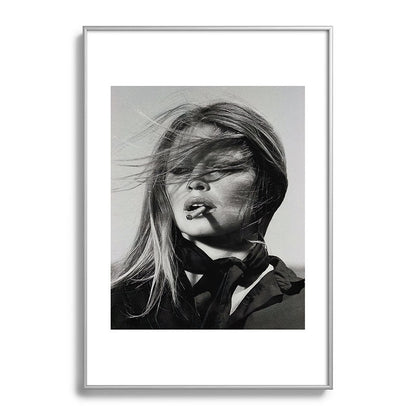 Brigitte Bardot Smoking a Cigarette, Black and White Photograph Framed Art Print Gallery Image 97