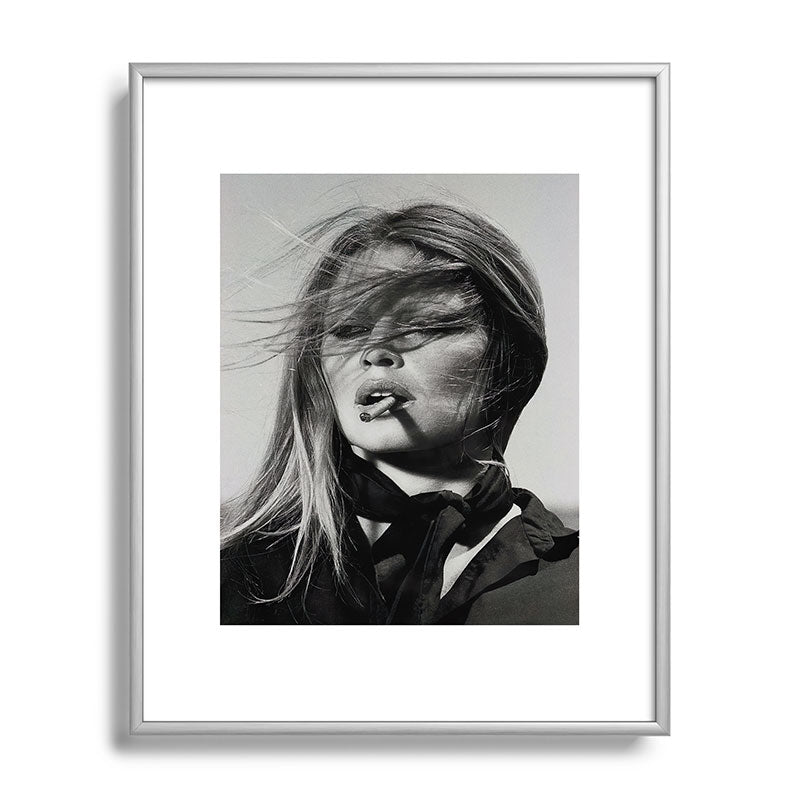 Brigitte Bardot Smoking a Cigarette, Black and White Photograph Framed Art Print Gallery Image 95