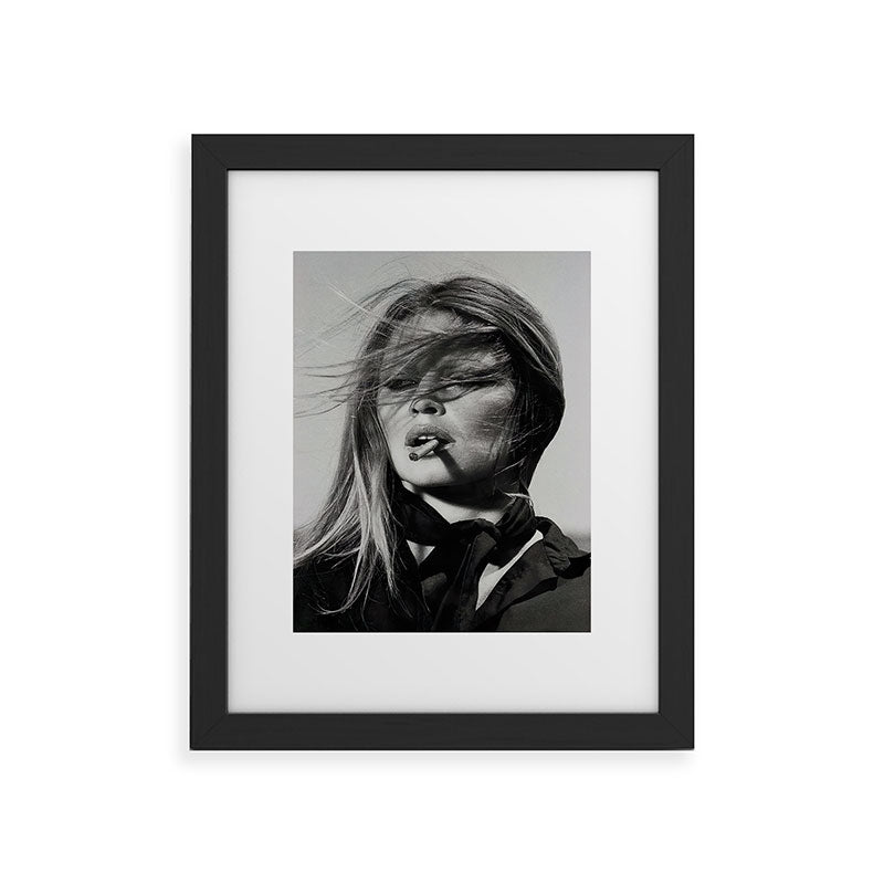Brigitte Bardot Smoking a Cigarette, Black and White Photograph Framed Art Print Gallery Image 33