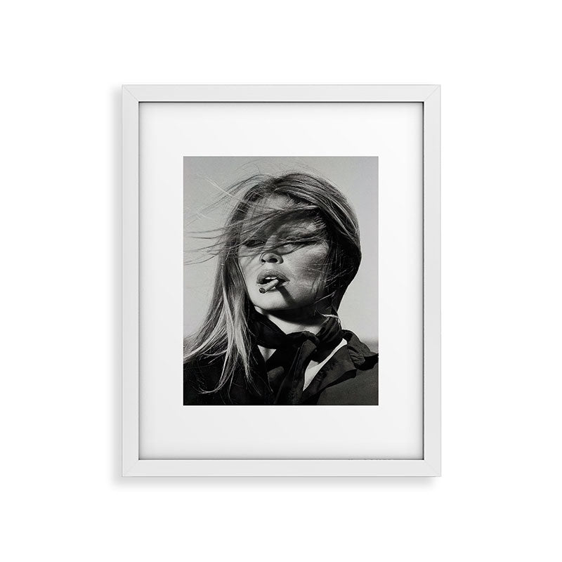 Brigitte Bardot Smoking a Cigarette, Black and White Photograph Framed Art Print Gallery Image 25